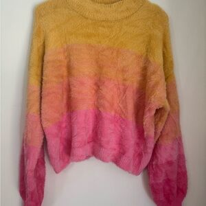 Wild Fable Yellow and Pink Sweater size Large